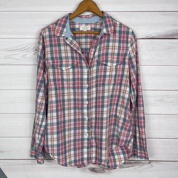 Lucky Brand Pink and Blue Plaid Blouse - Picture 2 of 6